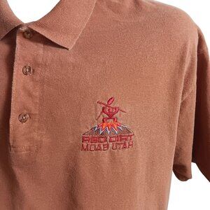 Men's Vtg 90's Red Dirt Moab Utah Embroidered Polo Shirt XL Gildan Cotton